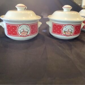 Vintage Totally Cute 4 Campbell's Covered Soup Bowls With Lids